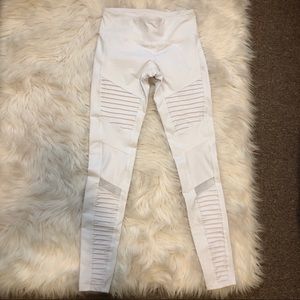 Alo Yoga White Moto Leggings